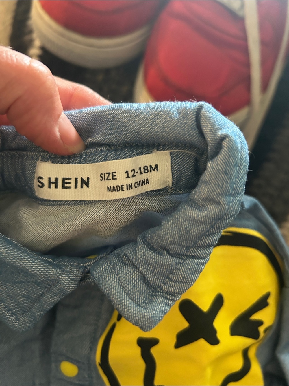 SHEIN Blue Kids Matching Set with Yellow Smiley Patches - Picture 2 of 6